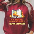 Book Dragon Librarian Book Lovers Raglan Sleeve Sweatshirt Heather Dust