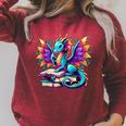 Book Dragon Reading Raglan Sleeve Sweatshirt Heather Dust
