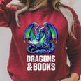 Book Dragons And Books Reading Lover Raglan Sleeve Sweatshirt Heather Dust