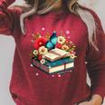 Book Flowers And Butterfly Beautiful Reading Reader Raglan Sleeve Sweatshirt Heather Dust