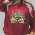 Book Flowers Reading Book Lover Raglan Sleeve Sweatshirt Heather Dust