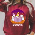 Book Ghost Reading Halloween Teacher For Men Women Raglan Sleeve Sweatshirt Heather Dust