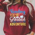 Book Librarian Reading Is The Greatest Adventure Book Lover Raglan Sleeve Sweatshirt Heather Dust