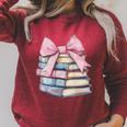 Book Lover Coquette Bow Pink Dainty Ribbon Cute Bookworm Raglan Sleeve Sweatshirt Heather Dust