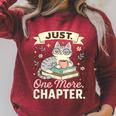 Book Lover Cute Cat Coffee Just 1 More Chapter Cozy Reading Raglan Sleeve Sweatshirt Heather Dust