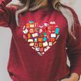 Book Lover Heart Shape Reading Club Librarian Bookworm Premium Tri-Blend Raglan Sleeve Sweatshirt Heather Dust