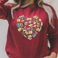 Book Lover Heart Shape Valentines Day Librarian Squad Gift Raglan Sleeve Sweatshirt Heather Dust