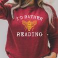 Book Lover I'd Rather Bee Reading Teacher Librarian Raglan Sleeve Sweatshirt Heather Dust