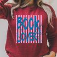 Book Lover Reading Enthusiast Bold Stripes Comfort Colors Crop Top Raglan Sleeve Sweatshirt Heather Dust