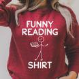 Book Lover Reading Shirt Book Reading Stick Figure Raglan Sleeve Sweatshirt Heather Dust