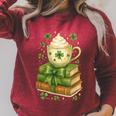 Book Lover St Patricks Day Teacher Cosy Librarycore Raglan Sleeve Sweatshirt Heather Dust