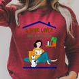 A Book Lover With A Willful Cat Women Kids Raglan Sleeve Sweatshirt Heather Dust