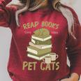 Book Lover Women Read Books Pet Cats Premium Tri-Blend Raglan Sleeve Sweatshirt Heather Dust