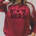 BOOK NERD Glasses Reading Lover Bookworm Teacher Quote Women Raglan Sleeve Sweatshirt Heather Dust
