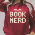 Book Nerd Retro Pixel Reading Librarian Aesthetic Raglan Sleeve Sweatshirt Heather Dust