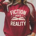 Book Nonfiction Reading Literary Apparel Fact Based Books Raglan Sleeve Sweatshirt Heather Dust