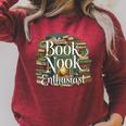 Book Nook Enthusiast Cozy Library Reader Collector Raglan Sleeve Sweatshirt Heather Dust