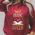 Book Queen Book Lovers Bookworm Reading Novelty Shirt Raglan Sleeve Sweatshirt Heather Dust