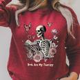 Book Are My Therapy Skeleton Book Reading Floral Butterfly Raglan Sleeve Sweatshirt Heather Dust Book Are My Therapy Skeleton Book Reading Floral Butterfly Raglan Sleeve Sweatshirt Heather Dust