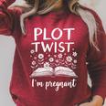 Book Reader Bookworm Plot Twist I'm Pregnant Raglan Sleeve Sweatshirt Heather Dust