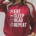 Book Reader Eat Sleep Read Repeat Raglan Sleeve Sweatshirt Heather Dust