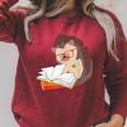 Book Reading Bookworm Forest Animal Wildlife Cute Hedgehog Raglan Sleeve Sweatshirt Heather Dust