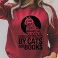 Book Reading Book Easily Distracted By Cats And Books Raglan Sleeve Sweatshirt Heather Dust