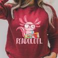 Book Reading Readolotl Amphibian Animal Bookworm Axolotl Raglan Sleeve Sweatshirt Heather Dust