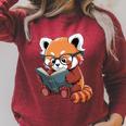 Book Reading Red Panda Reader Animal Cute Red Panda Premium Tri-Blend Raglan Sleeve Sweatshirt Heather Dust