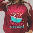 Book Reading Reading Takes You Everywhere Raglan Sleeve Sweatshirt Heather Dust