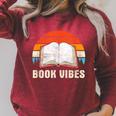 Book Vibes For Book Lovers Bookworm Reading Raglan Sleeve Sweatshirt Heather Dust