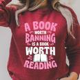 A Book Worth Banning Is A Book Worth Reading Librarian Raglan Sleeve Sweatshirt Heather Dust