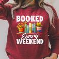 Booked Every Weekend Pun Book Lover Book Nerd Reading Premium Tri-Blend Raglan Sleeve Sweatshirt Heather Dust