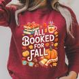 All Booked For Fall Cute Book Lover Autumn Reading Bookish Raglan Sleeve Sweatshirt Heather Dust