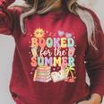 Booked For The Summer Cute Book Reading Women Girls Raglan Sleeve Sweatshirt Heather Dust
