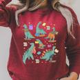 Bookish Dinosaur Animal Lover Book School Librarian Raglan Sleeve Sweatshirt Heather Dust