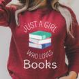 Bookish Women Bookworm Librarian Just a Girl Who Loves Books Raglan Sleeve Sweatshirt Heather Dust