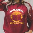 Bookmarks Are For Quitters Book Nerd Reding Raglan Sleeve Sweatshirt Heather Dust