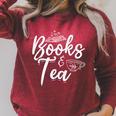 Books & Tea Book Reading Bookworm Read Books Librarian Raglan Sleeve Sweatshirt Heather Dust