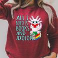 Books And Axolotl Kawaii Animal Axolotls Lover Owner Graphic Raglan Sleeve Sweatshirt Heather Dust