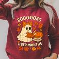 Books And BER Months Fall Librarian Reading Halloween Raglan Sleeve Sweatshirt Heather Dust