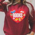 Books Book Reader Bookworm Teacher Valentine's Day Raglan Sleeve Sweatshirt Heather Dust