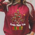 Books Make You Bright Books Christmas Tree Merry Xmas Raglan Sleeve Sweatshirt Heather Dust
