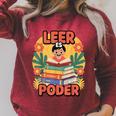 Books Bring Power Leer ES Poder Hispanic Pride Reading Raglan Sleeve Sweatshirt Heather Dust