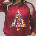 Books Christmas Tree Reading Club Librarian Library Xmas Raglan Sleeve Sweatshirt Heather Dust