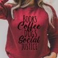 Books Coffee Dogs Social Justice Literature Student Cute Raglan Sleeve Sweatshirt Heather Dust