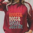 Books Coffee Dogs Social Justice For Men Women Raglan Sleeve Sweatshirt Heather Dust