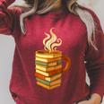 Books Coffee Mug Reading Lover Literary Bibliophile Raglan Sleeve Sweatshirt Heather Dust