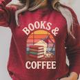 Books And Coffee Reading Book Lover Bookworm Raglan Sleeve Sweatshirt Heather Dust