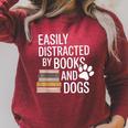 Books And Dogs Easily Distracted For Dog Mom Dog Dad Reader Raglan Sleeve Sweatshirt Heather Dust